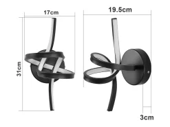 NETTLIFE Aplique de pared LED para interior, 7 W, blanco cálido, 3000 K, para escalera moderna, aluminio Negro Clearance