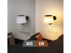 NETTLIFE Aplique de pared para interiores a batería con interruptor: Apliques de pared LED regulables, s, inalámbricos, modernos Negro