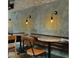 NETTLIFE Aplique de pared retro industrial madera metal E27 oficina Negro