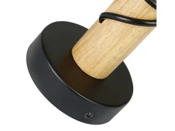 NETTLIFE Aplique de pared retro industrial madera metal E27 oficina Negro