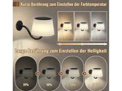 NETTLIFE Aplique Para Pared-Aplique de pared para interiores a pilas: 2 luces LED regulables con interruptor, focos de pared inalámbricos s modernos Negro