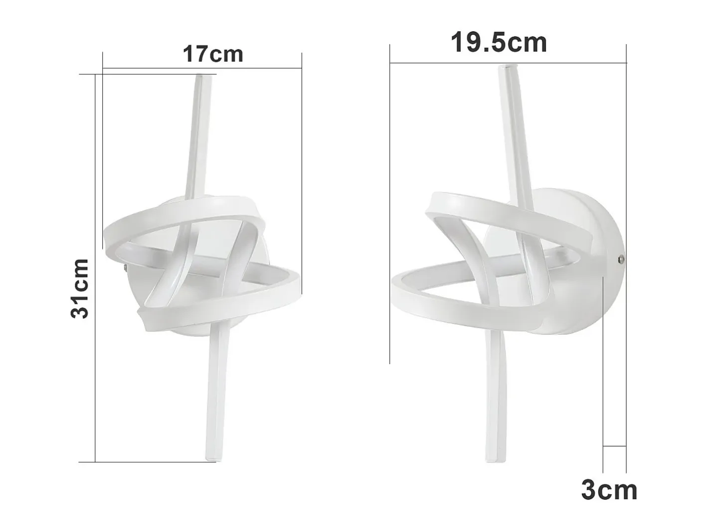 Online NETTLIFE Aplique de pared LED negro para interior, 7 W, cálido, 3000 K, para escalera moderna, aluminio Blanco