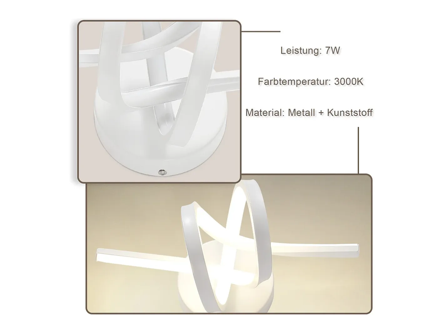 Online NETTLIFE Aplique de pared LED negro para interior, 7 W, cálido, 3000 K, para escalera moderna, aluminio Blanco
