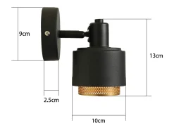 New NETTLIFE Aplique de pared vintage E14 Foco de techo giratorio y ajustable Negro