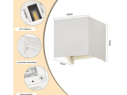 NETTLIFE Aplique Para Pared-Aplique interior - Up Down Aplique exterior Aplique LED exterior 5W IP65 blanco cálido Negro
