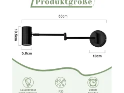 Outlet NETTLIFE Aplique Interior - Aplique Vintage Dormitorio GU10 - Sin Bombilla Negro