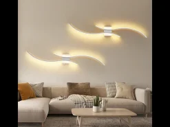 Best NETTLIFE Aplique LED de pared para interiores - Lámpara de pasillo de 14 W y 100 cm, lámpara de escalera blanca, diseño moderno de ondas, 3000 K Blanco