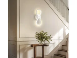 NETTLIFE Aplique LED de pared negro de 7 W, diseño curvo, cálido de 3000 K para escaleras interiores Blanco Outlet