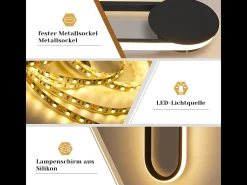 NETTLIFE Aplique LED de pared para interiores - Lámpara de escalera de 12 W, 41 cm, diseño moderno, color , 3000 K Negro