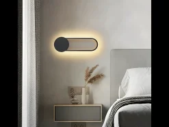 NETTLIFE Aplique LED de pared para interiores - Lámpara de escalera de 12 W, 41 cm, diseño moderno, color , 3000 K Negro