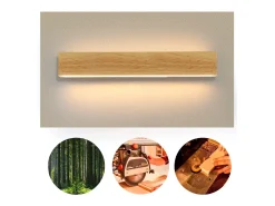 NETTLIFE Aplique LED de Pared Interior: Lámpara de de Madera Moderna de 52 CM Diseño Arriba y Abajo Lámpara de Escalera de 17 W 3000 K Blanco Cálido Marru00f3n