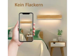NETTLIFE Aplique LED de Pared Interior: Lámpara de de Madera Moderna de 52 CM Diseño Arriba y Abajo Lámpara de Escalera de 17 W 3000 K Blanco Cálido Marru00f3n