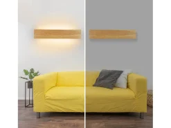 NETTLIFE Aplique LED de Pared Interior: Lámpara de de Madera Moderna de 52 CM Diseño Arriba y Abajo Lámpara de Escalera de 17 W 3000 K Blanco Cálido Marru00f3n