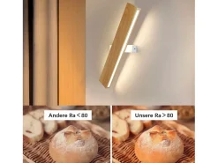 NETTLIFE Aplique LED de Pared Interior: Lámpara de de Madera Moderna de 52 CM Diseño Arriba y Abajo Lámpara de Escalera de 17 W 3000 K Blanco Cálido Marru00f3n