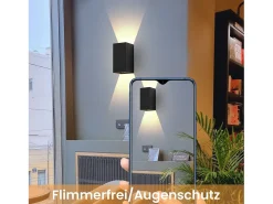 Hot NETTLIFE Aplique LED para exterior e interior: iluminación de pared negra, lámpara exterior, pared de casa 5 W IP65 blanco cálido 3000 K Negro