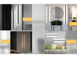 NETTLIFE Aplique LED para Interior Regulable 100 cm Moderno 15 W Lámpara de Pasillo Iluminación de Pared Negro Clearance