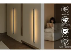 NETTLIFE Aplique LED para Interior Regulable 100 cm Moderno 15 W Lámpara de Pasillo Iluminación de Pared Negro Clearance