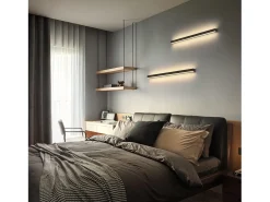 NETTLIFE Aplique Para Pared-Aplique LED para Interiores - Lámpara de Pasillo Moderna de 60 cm y 21 W, Color Blanco cálido, para Pasillo Arriba y Abajo Negro