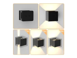 NETTLIFE Aplique Para Pared-Aplique LED Pared, Iluminación Negra, Exterior 5W, Foco Arriba Abajo, IP65, 3000K Blanco Cálido Negro