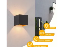 NETTLIFE Aplique Para Pared-Aplique LED 3W - G9 Interior / Exterior y Dorado, Impermeable Doble Haz Orientable IP65 230V 3000K Negro
