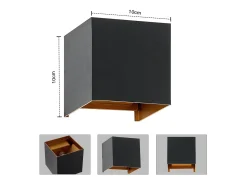 NETTLIFE Aplique Para Pared-Aplique LED 3W - G9 Interior / Exterior y Dorado, Impermeable Doble Haz Orientable IP65 230V 3000K Negro