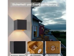 NETTLIFE Aplique Para Pared-Aplique LED 3W, 4 piezas - G9 Aplique Exterior/Interior y Dorado, impermeable doble haz orientable IP65 230V 3000K Negro