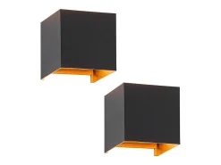 NETTLIFE Aplique LED 3W, 2 piezas - G9 Aplique Exterior/Interior y Dorado, impermeable doble haz orientable IP65 230V 3000K Negro Best