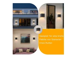 NETTLIFE Aplique LED 3W, 2 piezas - G9 Aplique Exterior/Interior y Dorado, impermeable doble haz orientable IP65 230V 3000K Negro Best