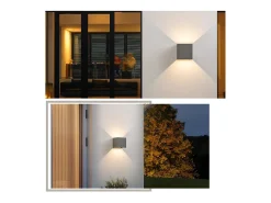 NETTLIFE Aplique Para Pared-Aplique LED 5W,2 piezas - Lámpara de Pared Exterior/Interior , Regulable Doble Haz Impermeable IP65 230V 3000K Gris