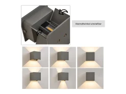 NETTLIFE Aplique Para Pared-Aplique LED 5W,2 piezas - Lámpara de Pared Exterior/Interior , Regulable Doble Haz Impermeable IP65 230V 3000K Gris