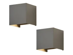 NETTLIFE Aplique Para Pared-Aplique LED 5W,2 piezas - Lámpara de Pared Exterior/Interior , Regulable Doble Haz Impermeable IP65 230V 3000K Gris