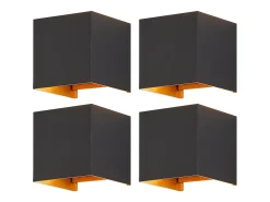 NETTLIFE Aplique mural exterior LED, aplique interior, lote de 4, - oro, 5W, IP65, orientable, 3000K. Negro Clearance