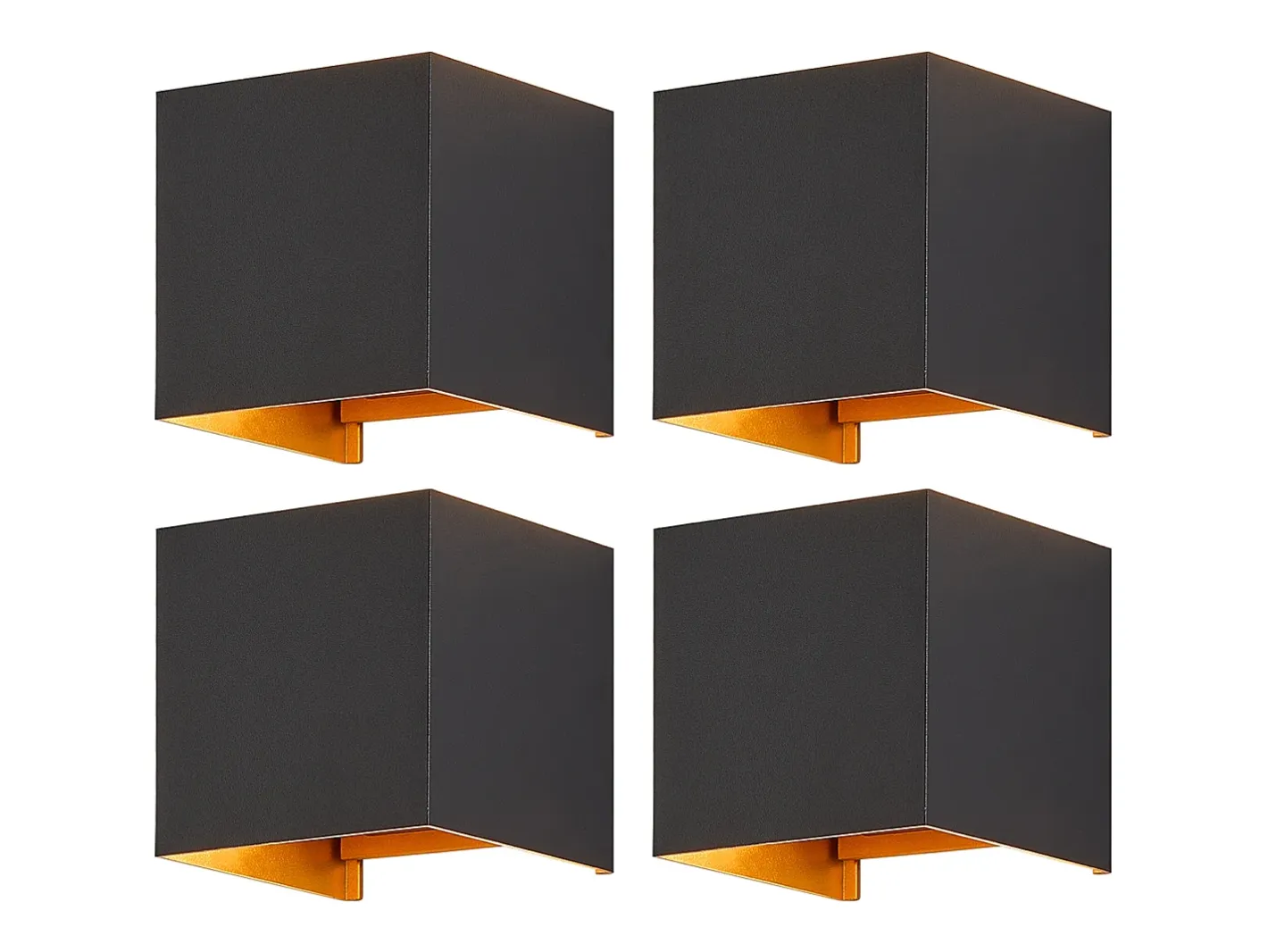 NETTLIFE Aplique mural exterior LED, aplique interior, lote de 4, - oro, 5W, IP65, orientable, 3000K. Negro Clearance