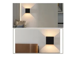 NETTLIFE Aplique mural exterior LED, aplique interior, lote de 4, - oro, 5W, IP65, orientable, 3000K. Negro Clearance