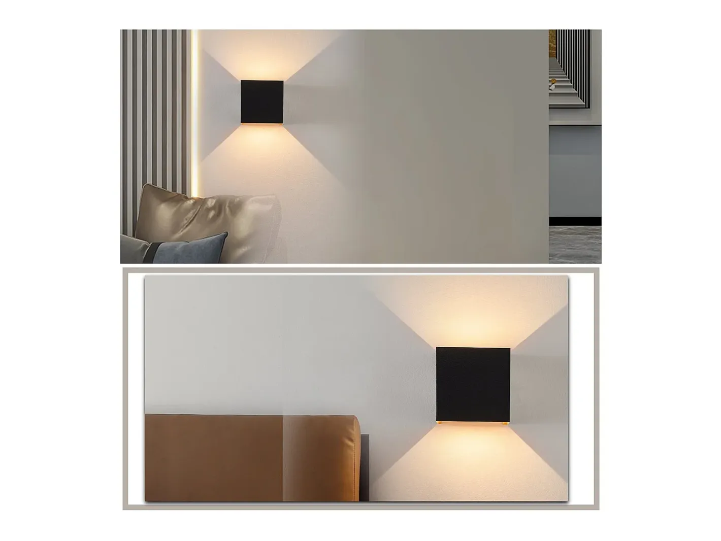 NETTLIFE Aplique mural exterior LED, aplique interior, lote de 4, - oro, 5W, IP65, orientable, 3000K. Negro Clearance