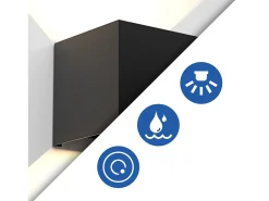 NETTLIFE Aplique mural LED, aplique exterior, lote de 2, aplique mural para interior y exterior, alto - bajo, iluminación exterior, moderno, IP65. Negro Sale
