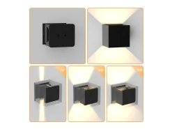 NETTLIFE Aplique mural LED, aplique exterior, lote de 2, aplique mural para interior y exterior, alto - bajo, iluminación exterior, moderno, IP65. Negro Sale