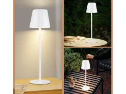 NETTLIFE Lámpara De Mesa-Dos lámparas de mesa sin cable, luz táctil con batería, lámpara exterior de mesa con 2600 mAh - LED, , recargable por USB. Blanco