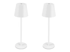 NETTLIFE Lámpara De Mesa-Dos lámparas de mesa sin cable, luz táctil con batería, lámpara exterior de mesa con 2600 mAh - LED, , recargable por USB. Blanco