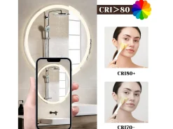 NETTLIFE Espejo de baño con luz LED - Redondo 60 cm LED, mural, interruptor táctil, antineblina, IP44, ajustable 3000K-6500K Transparente Hot