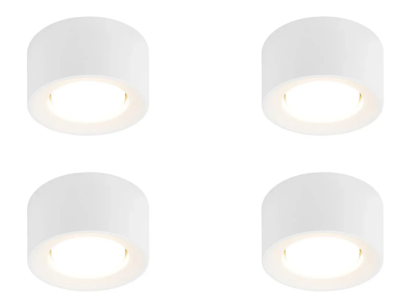 Hot NETTLIFE Foco de superficie de 4 piezas Foco de superficie redondo de color Luminaria de superficie Gx53 Moderna plana Máx.10w Blanco