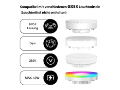 Hot NETTLIFE Foco de superficie de 4 piezas Foco de superficie redondo de color Luminaria de superficie Gx53 Moderna plana Máx.10w Blanco
