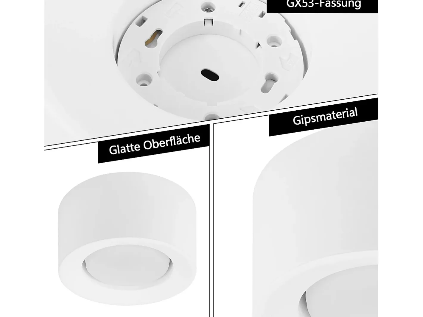 Hot NETTLIFE Foco de superficie de 4 piezas Foco de superficie redondo de color Luminaria de superficie Gx53 Moderna plana Máx.10w Blanco