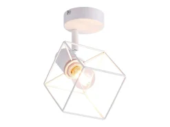 NETTLIFE Foco de techo E14 ajustable 350° Lámpara de techo vintage de metal para sala de estar Blanco
