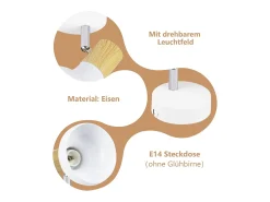 Best NETTLIFE Foco de techo 1 llama plafón industrial pasillo foco E14 interior orientable 350° Blanco