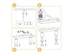 NETTLIFE Plafón-Foco de techo GU10, foco de pared vintage de madera, giratorio sin bombilla, 350° de rotación Blanco