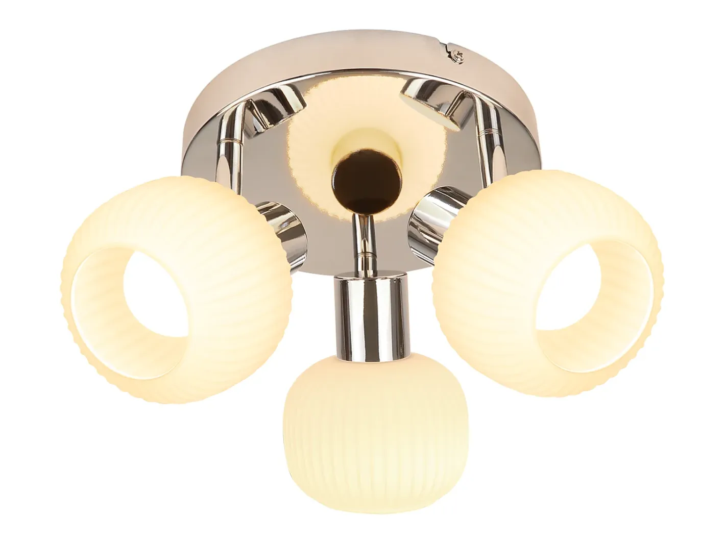 NETTLIFE Foco de techo E14 3 bombillas Pantalla interior de cristal Foco orientable Sin centro de luz Blanco Clearance