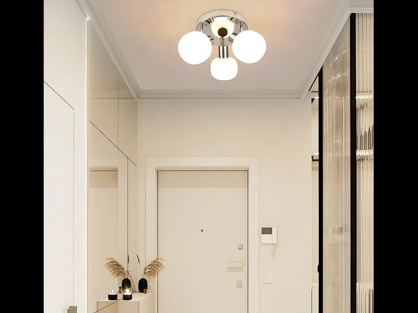 NETTLIFE Foco de techo E14 3 bombillas Pantalla interior de cristal Foco orientable Sin centro de luz Blanco Clearance