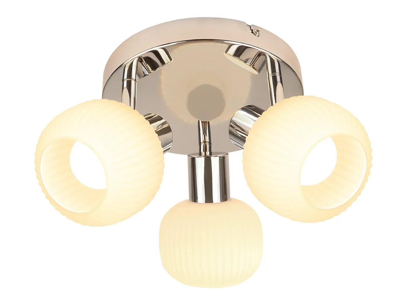 NETTLIFE Foco de techo E14 3 bombillas Pantalla interior de cristal Foco orientable Sin centro de luz Blanco Clearance