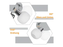 NETTLIFE Foco de techo E14 3 bombillas Pantalla interior de cristal Foco orientable Sin centro de luz Blanco Clearance
